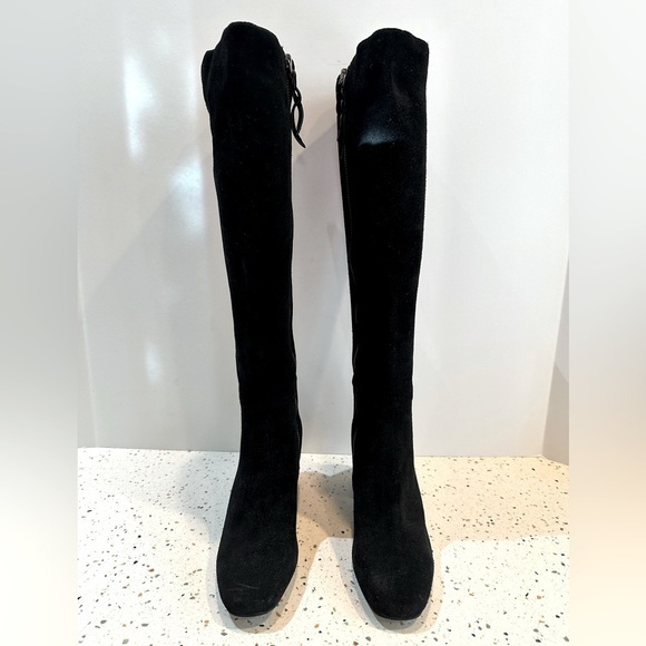 Splendid Black Suede‎ Leather Knee High Tall Boots - Picture 6 of 14